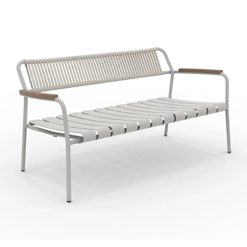 Aluminum Garden Sofa and Rope Backrest - Resplendent Viadurini