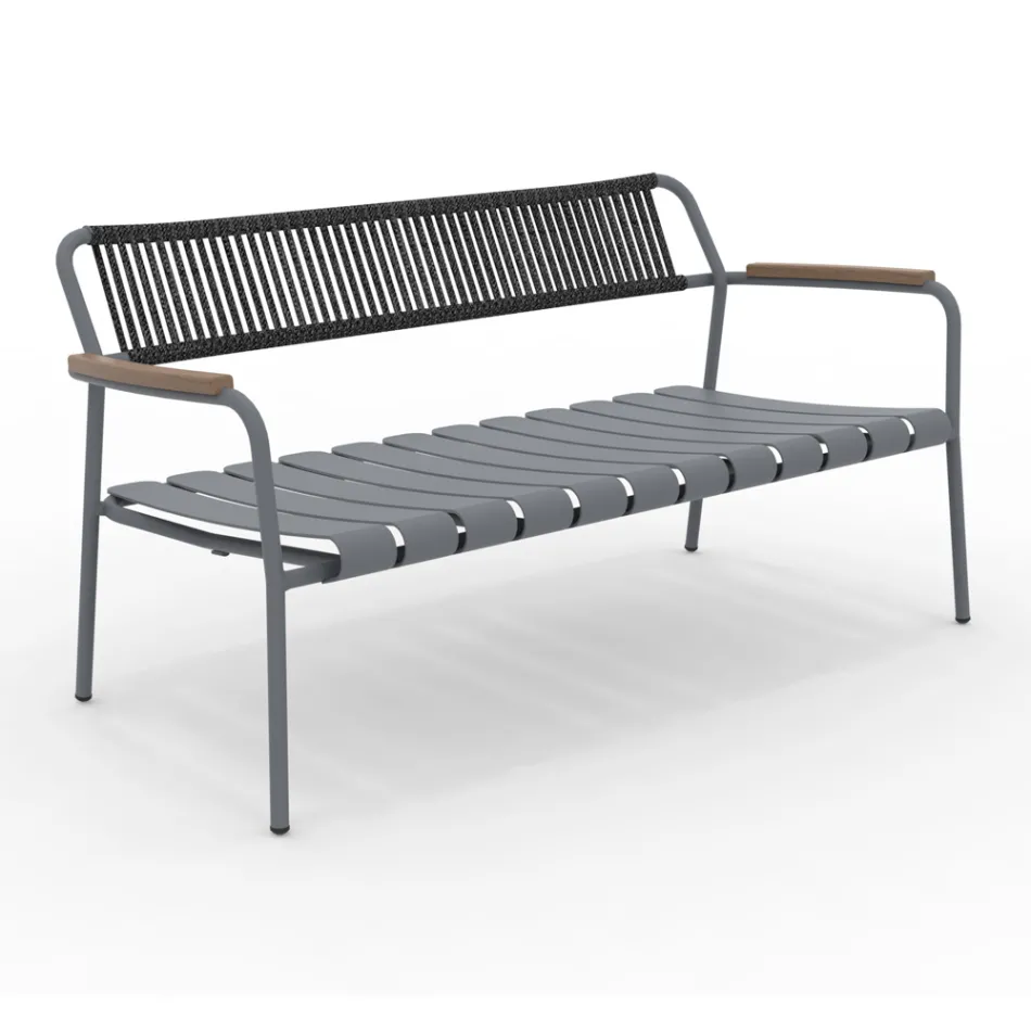 Aluminum Garden Sofa and Rope Backrest - Resplendent Viadurini