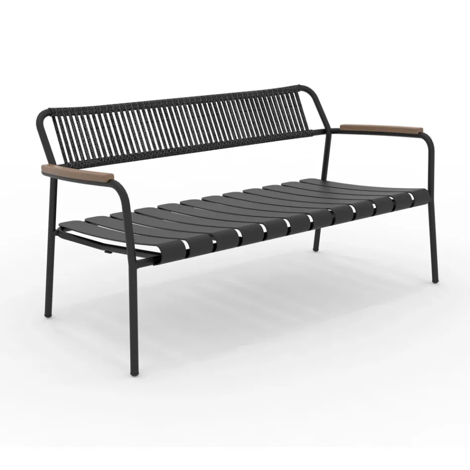Aluminum Garden Sofa and Rope Backrest - Resplendent Viadurini