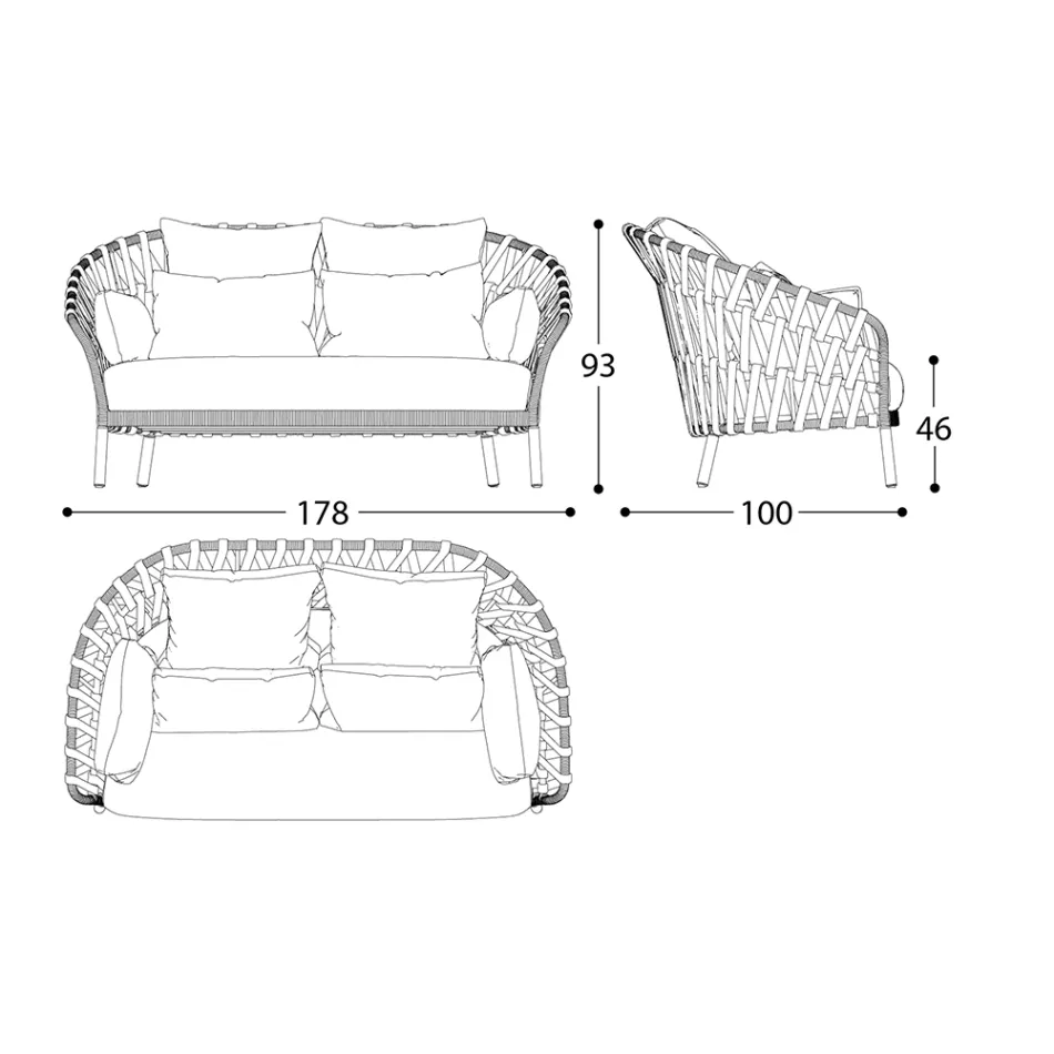 Aluminum Garden Sofa Made in Italy - Emmacross by Varaschin Viadurini