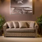 Garden Sofa in Natural Kubù Fiber with Cushions - Isildur Viadurini