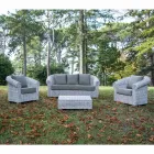 Garden Sofa in Natural Kubù Fiber with Cushions - Isildur Viadurini