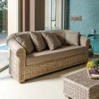 Garden Sofa in Natural Kubù Fiber with Cushions - Isildur Viadurini