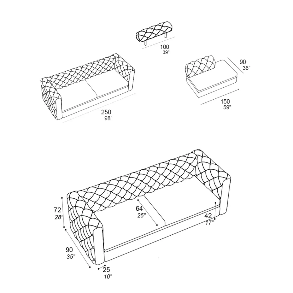 Indoor Sofa with Reclining Headrest Made in Italy - Unleashed Viadurini