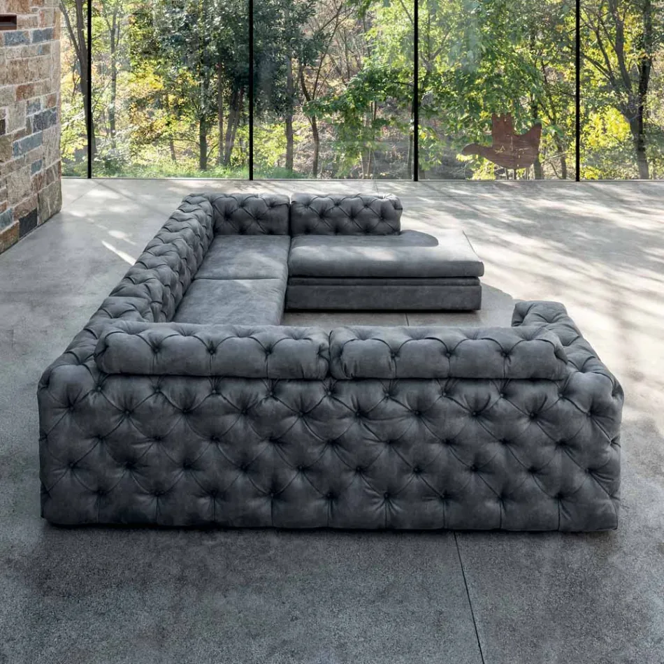 Living Room Sofa with Reclining Headrest and Peninsula - Unleashed Viadurini