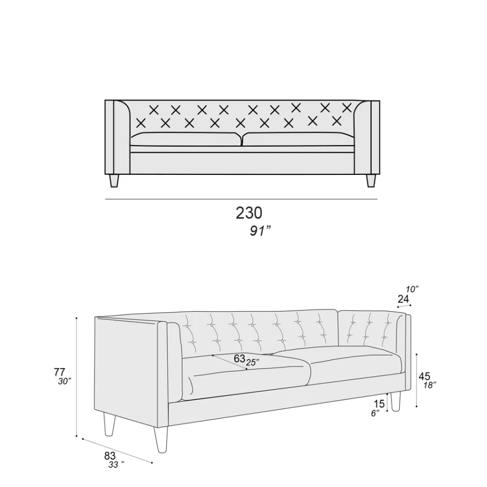 Living Room Sofa with Wooden Structure and Feet Made in Italy - Comico Viadurini