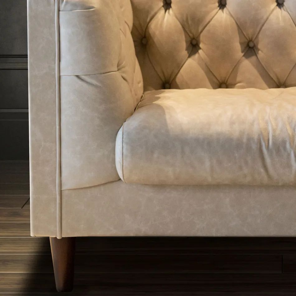 Living Room Sofa with Wooden Structure and Feet Made in Italy - Comico Viadurini