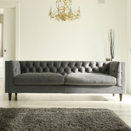 Living Room Sofa with Wooden Structure and Feet Made in Italy - Comico Viadurini