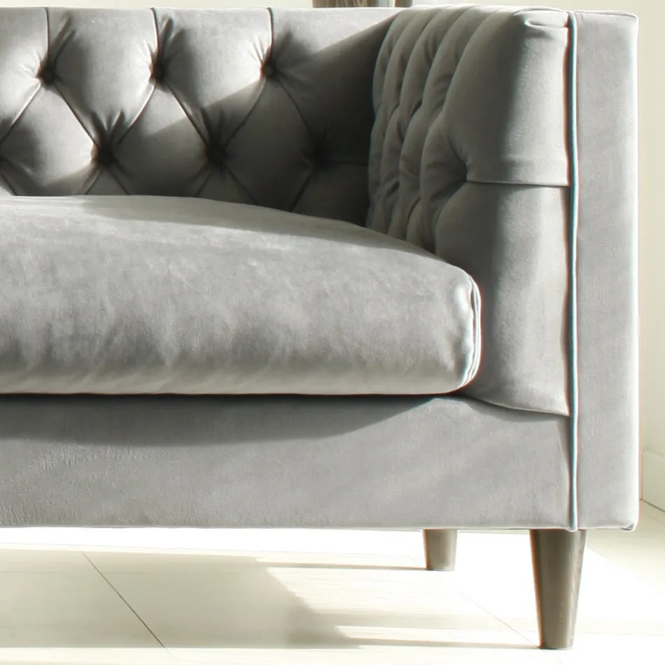 Living Room Sofa with Wooden Structure and Feet Made in Italy - Comico Viadurini