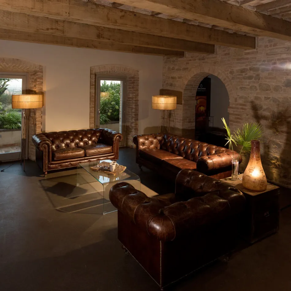 2 or 3 Seater Living Room Sofa in Aged Effect Vintage Leather - Stamp Viadurini