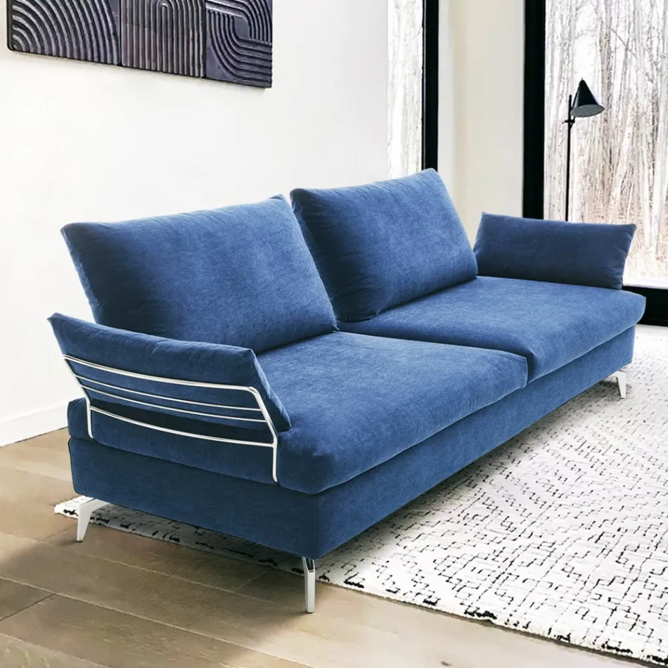 Living Room Sofa with 2 Backrests and 2 Movable Armrests - Precious Viadurini