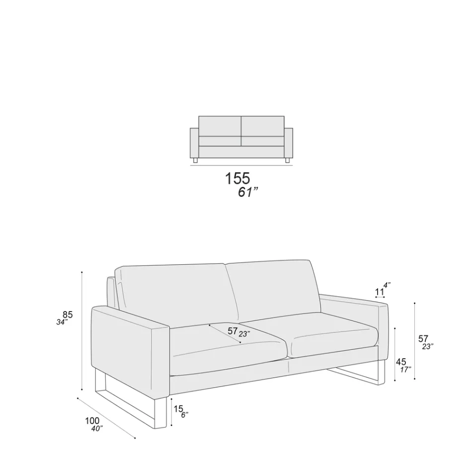 Living Room Sofa with Sled Feet in Chromed Metal - Exclusive Viadurini