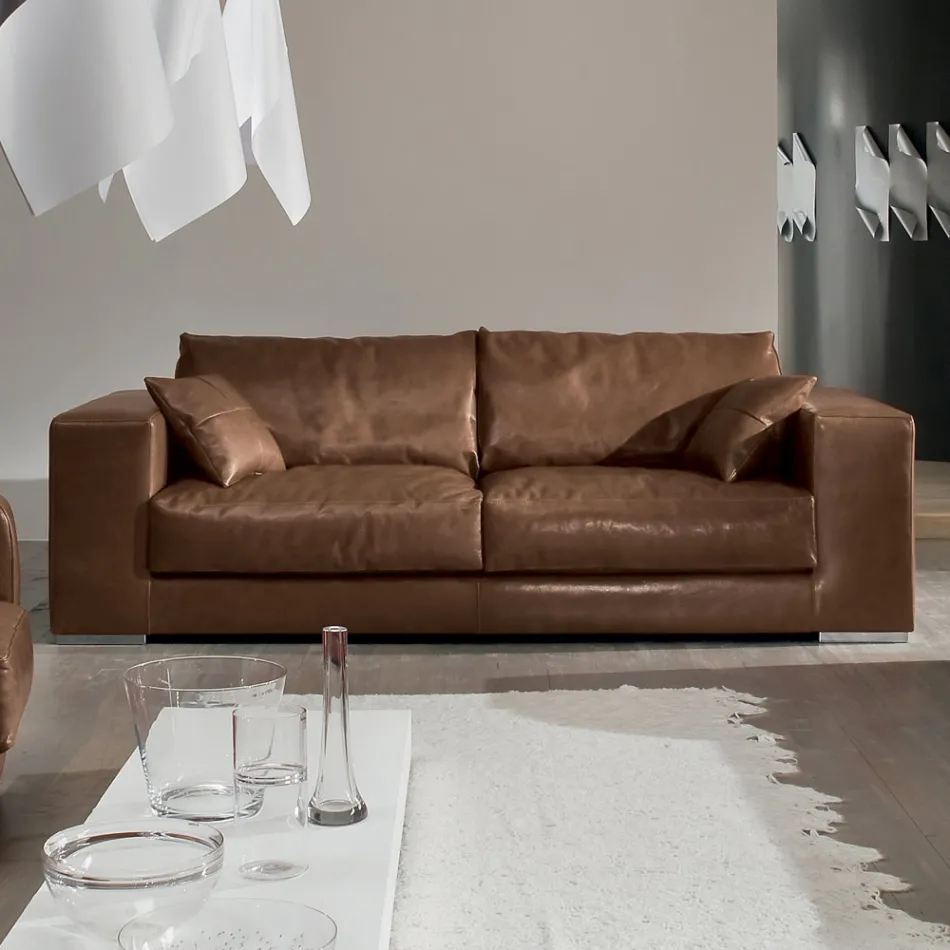 Living Room Sofa in Wood, Polyurethane and Metal Made in Italy - Sparkling Viadurini