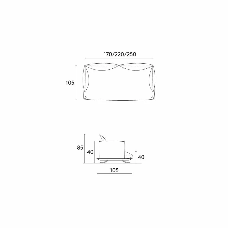 Contemporary leather design sofa Shita, 170, 220 or 250 cm Viadurini
