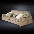Solid wood and leather sofa with armrests Eve objects leads Viadurini