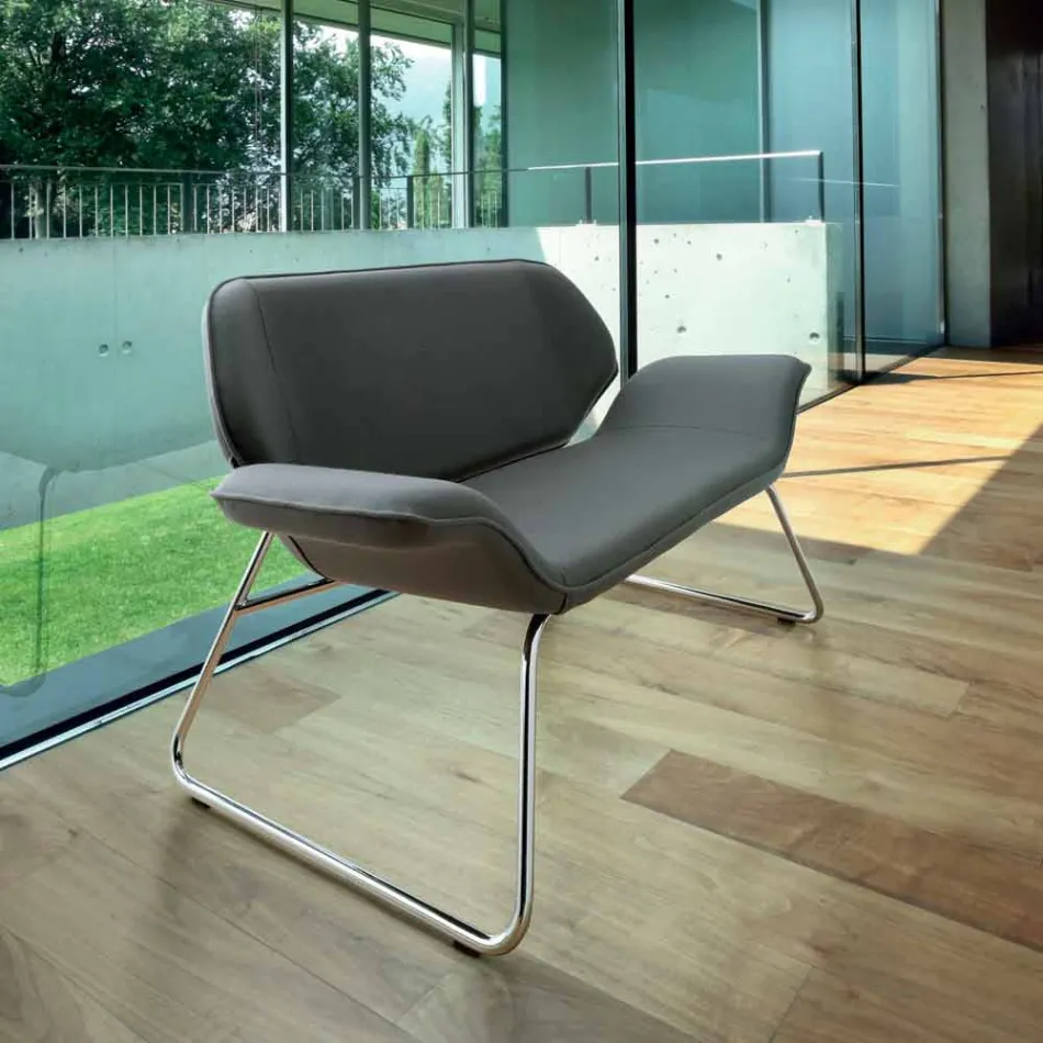 Made in Italy Cesare leather imitation leather waiting sofa Viadurini