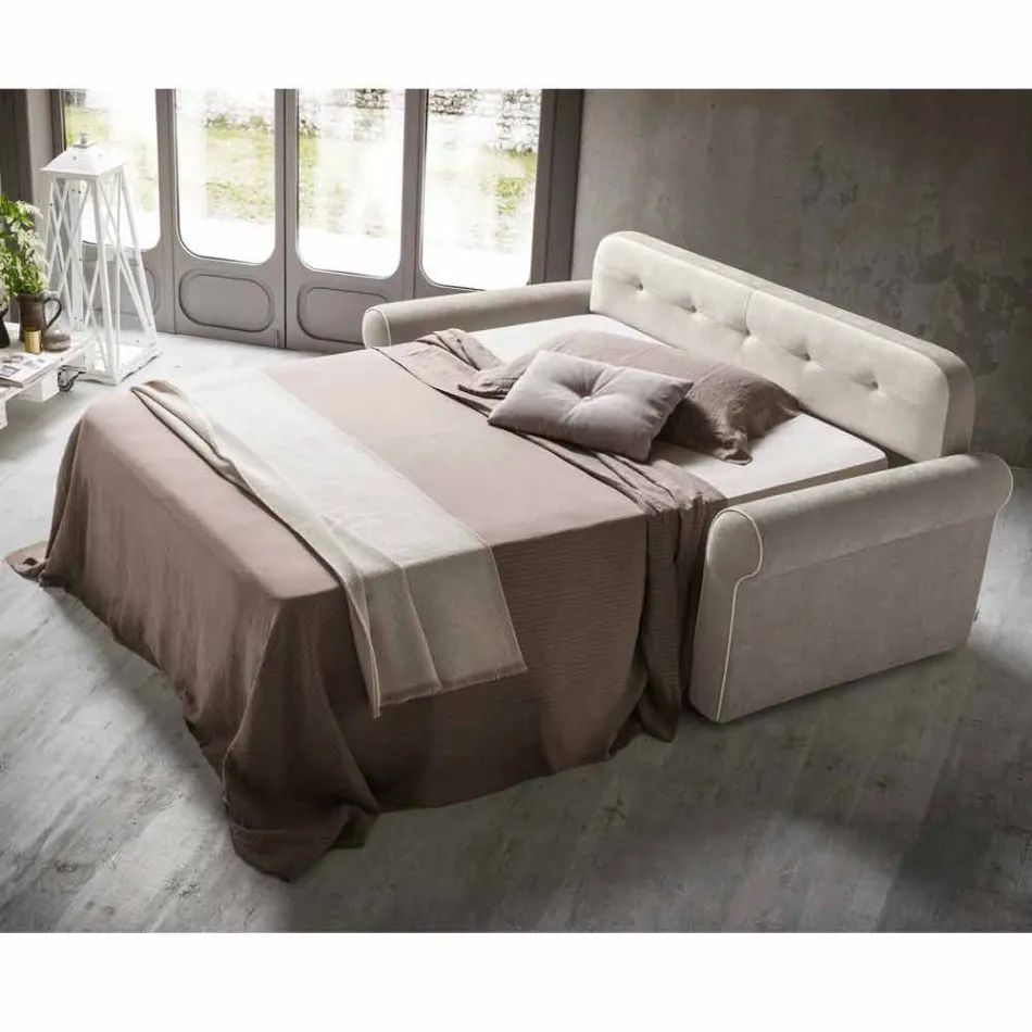 Double Sofa Bed in Design Fabric Made in Italy - Anemone Viadurini