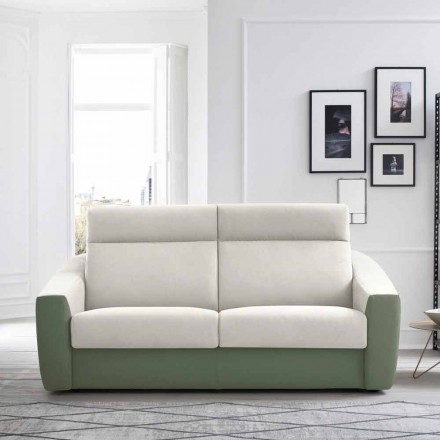 Modern Sofa Bed Upholstered in Made in Italy Bicolor Fabric - Begonia Viadurini