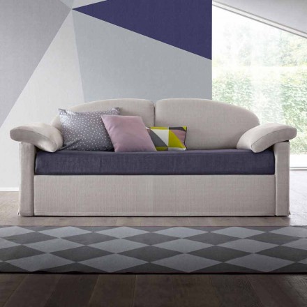 Modern Sofa Bed Upholstered in Bicolor Fabric Made in Italy - Kayla Viadurini