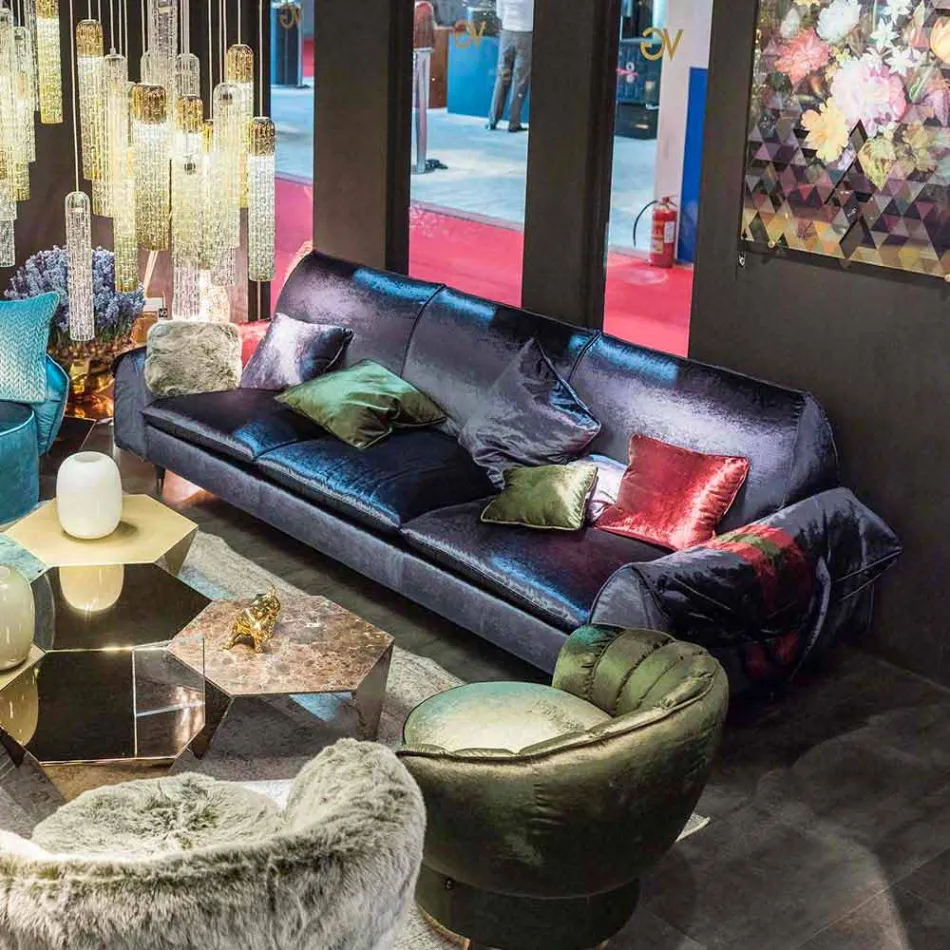 Linear fabric sofa with armrests Axel Viadurini