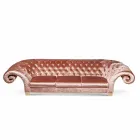 Linen sofa in capitonné classic style fabric Baloo Viadurini