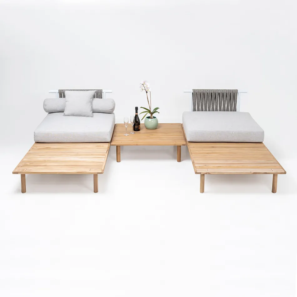 Modular Garden Sofa with 2 Rope Backrests - Bellatrix Viadurini