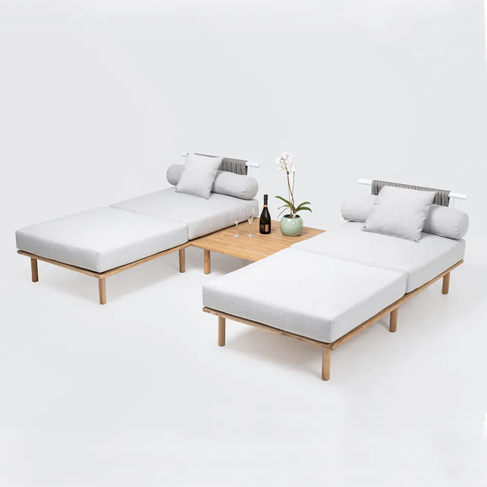 Modular Garden Sofa with 2 Rope Backrests - Bellatrix Viadurini