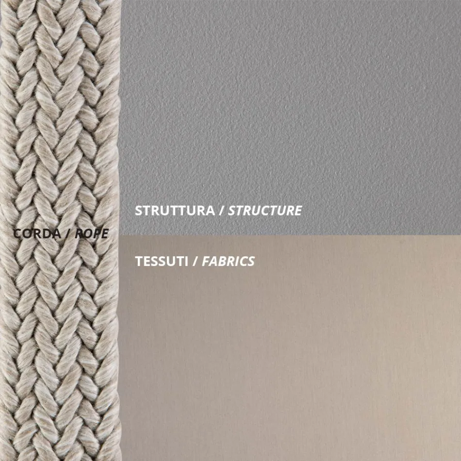 Outdoor Sofa in Steel and Rope Various Sizes with Cushions Made in Italy - Helga Viadurini