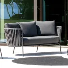 Outdoor Sofa in Steel Various Sizes and Cushions Included Made in Italy - Bronn Viadurini