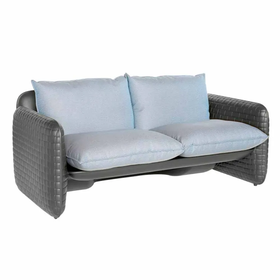 2 seater outdoor sofa in fabric or leather - Mara by Slide Viadurini