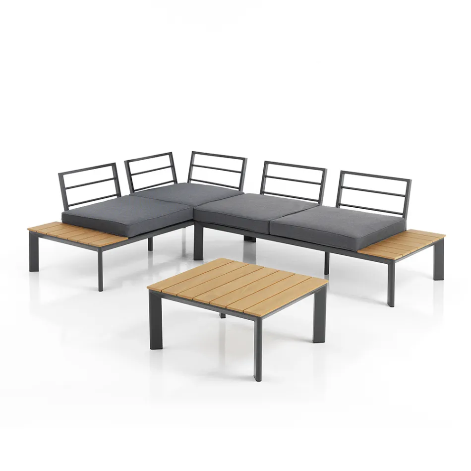 Sofa Convertible into Chaise Longue with Adjustable Backrest and Coffee Table - Finir Viadurini