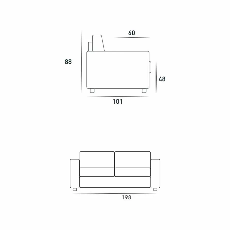 Modern design three-seater sofa in eco-leather / fabric made in Italy Mora Viadurini