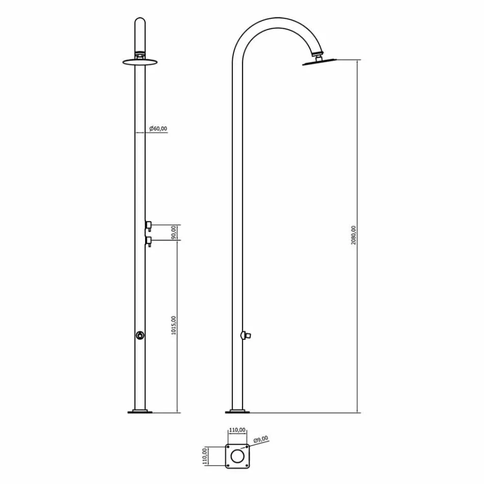 Chromed Stainless Steel Garden Shower with Foot Wash Made in Italy - Marlen Viadurini