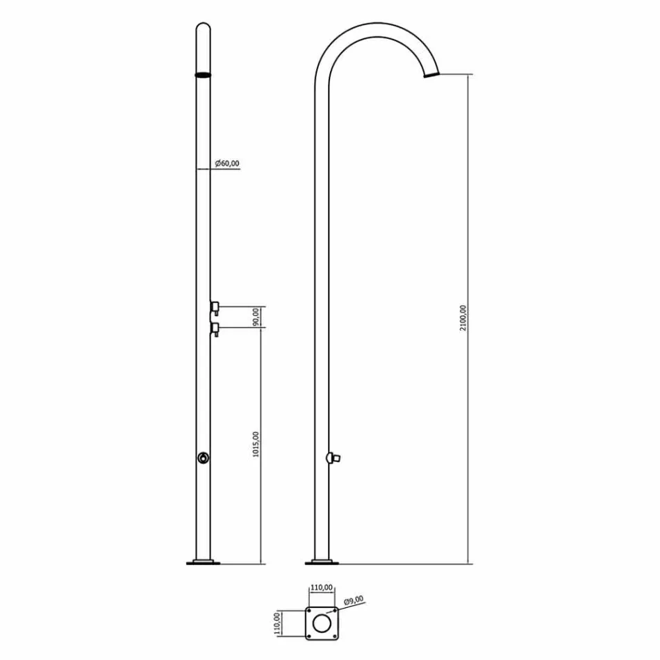 Chromed Stainless Steel Garden Shower with Foot Wash Made in Italy - Marlen Viadurini