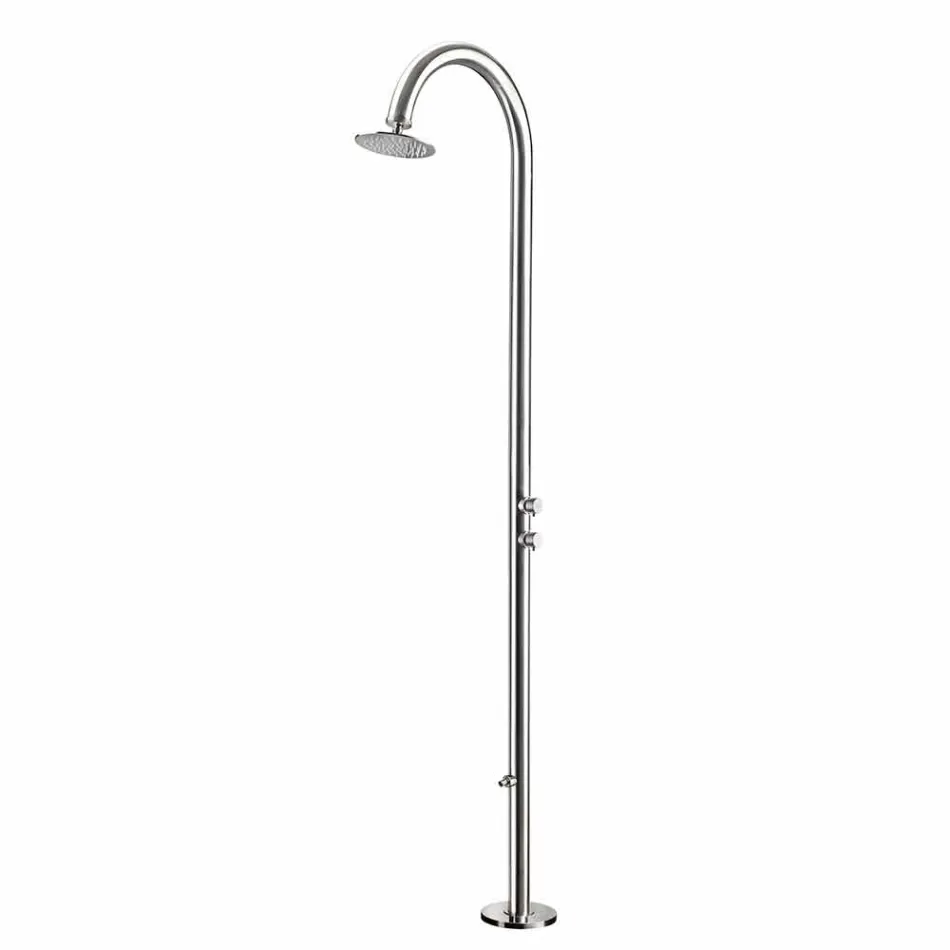 Chromed Stainless Steel Garden Shower with Foot Wash Made in Italy - Marlen Viadurini