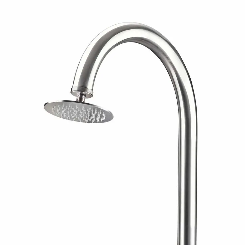 Chromed Stainless Steel Garden Shower with Foot Wash Made in Italy - Marlen Viadurini