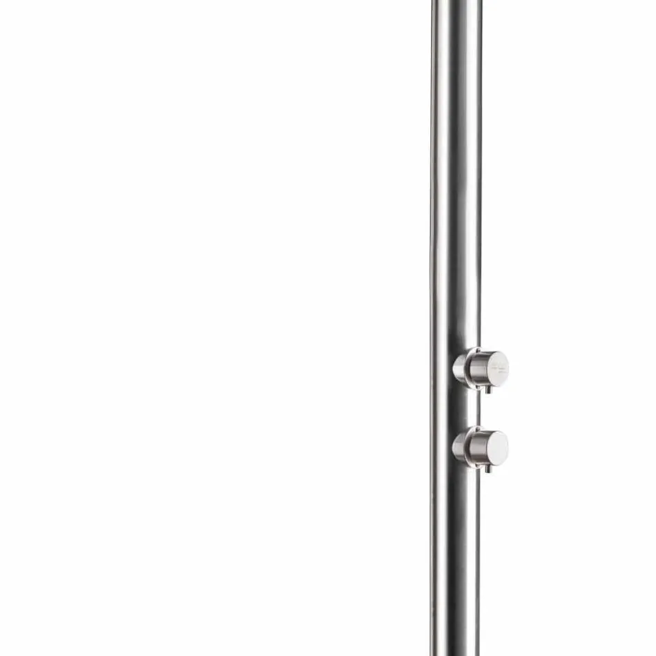 Chromed Stainless Steel Garden Shower with Foot Wash Made in Italy - Marlen Viadurini