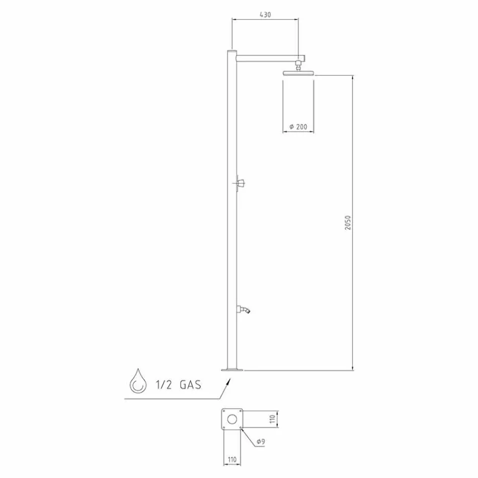 Outdoor Shower in Chromed Stainless Steel with Mixer Made in Italy - Modeo Viadurini