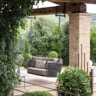 2 Seater Rocking Chair in Metal and Rope with Fabric Seat Made in Italy - Mari Viadurini