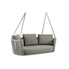 2 Seater Rocking Chair in Metal and Rope with Fabric Seat Made in Italy - Mari Viadurini