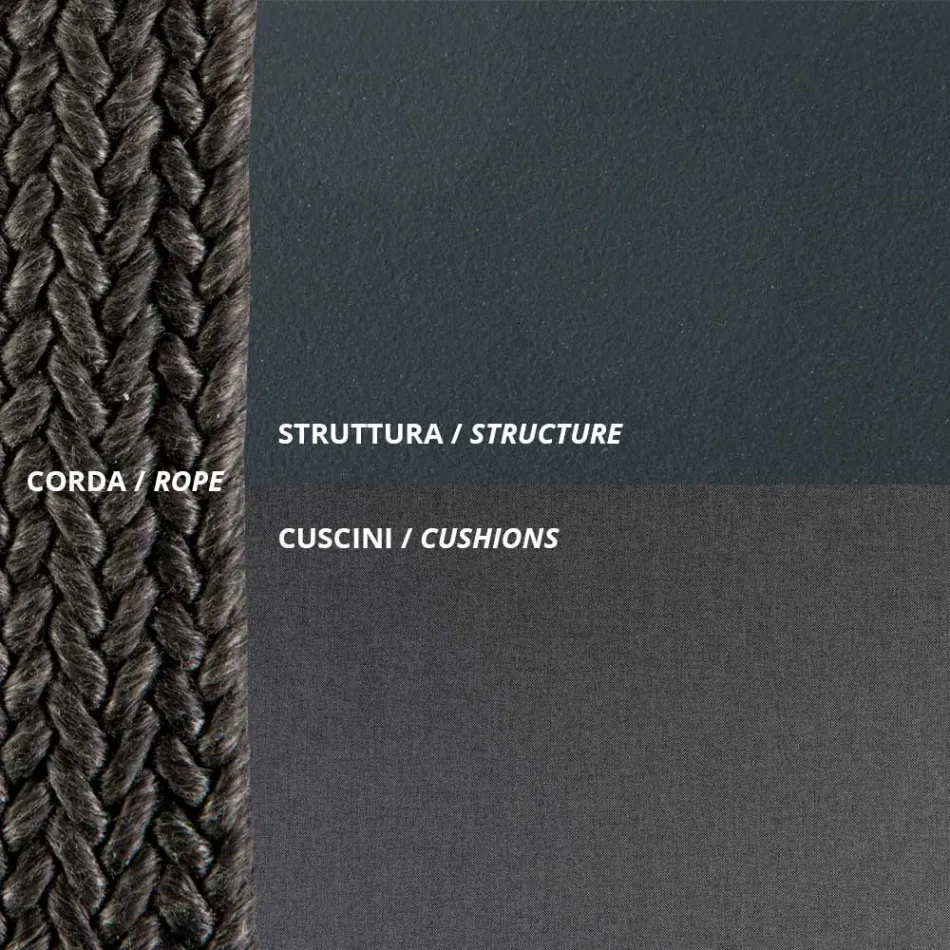 Steel Garden Swing with Ropes and Cushions Included Made in Italy - Bronn Viadurini