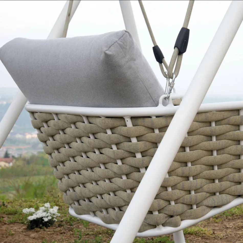 Aluminum Garden Swing and Seat with Water Repellent Cushions - Beach Viadurini