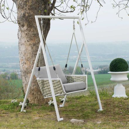 Aluminum Garden Swing and Seat with Water Repellent Cushions - Beach Viadurini