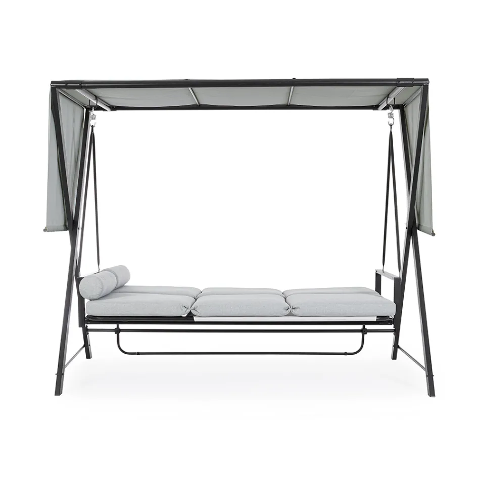 Swing Convertible into a Bed for the Garden in Steel and Fabric - Recall  Viadurini