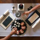 Two Coasters in White and Gray Marble with Cork Made in Italy - Jessa Viadurini