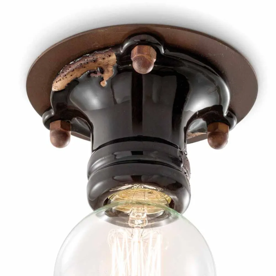 Design ceiling spotlight retro ceramic and metal Cloe Ferroluce Viadurini