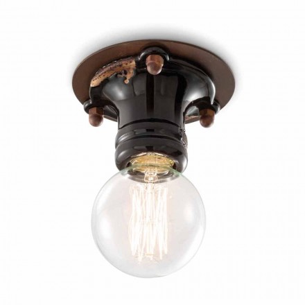 Design ceiling spotlight retro ceramic and metal Cloe Ferroluce Viadurini