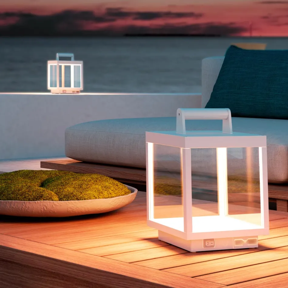 Decorative Outdoor Led Spotlight in White Aluminum or Corten - Bettina Viadurini