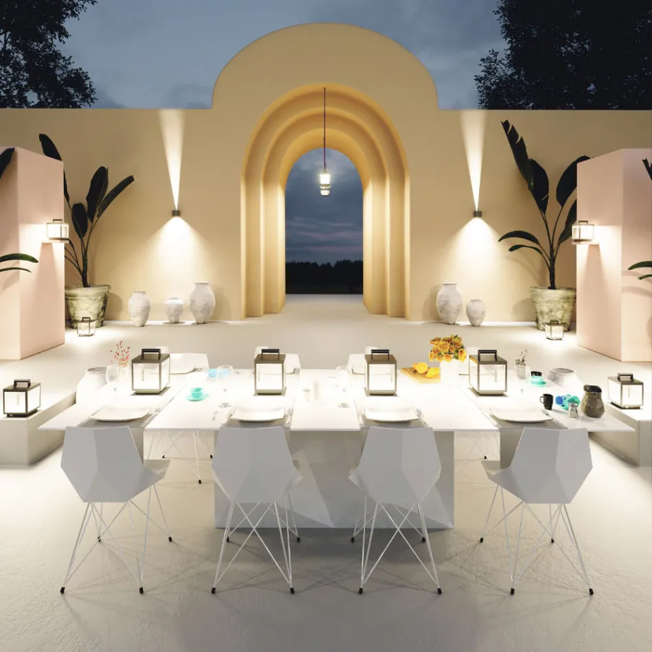 Decorative Outdoor Led Spotlight in White Aluminum or Corten - Bettina Viadurini