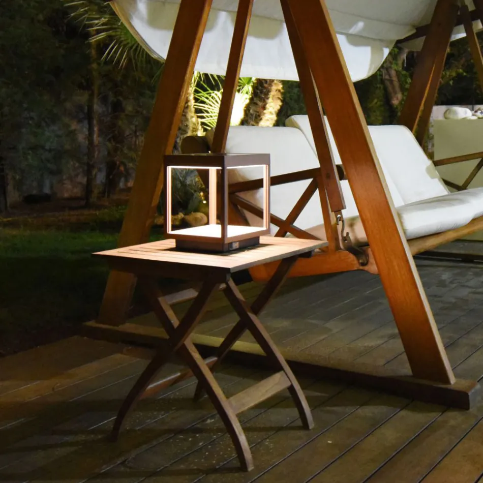 Portable Solar Led Spotlight in White, Black or Corten Aluminum - Bettina Viadurini